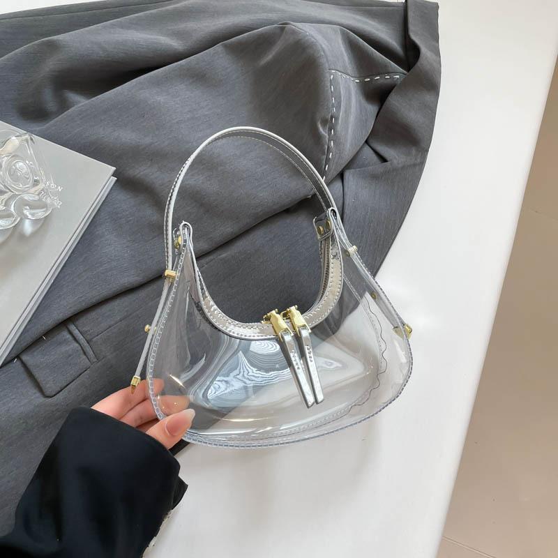 

This year s popular retro bag women s 2025 new trendy fashion shoulder underarm bag transparent jelly underarm bag серебряный