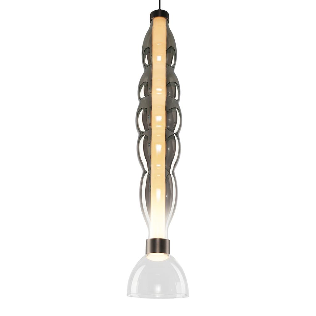 Glamour Decorative Pendant Lamp for Living Room Dining Room Elongated Smoked Glass Warm LED Color 18W Lucco Milagro