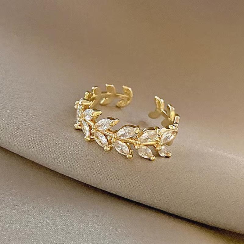 Classic Twist Chain Open Rings For Women Zircon Stainless Steel Geometric Twist Wrapped Couple Ring Wedding Aesthetic