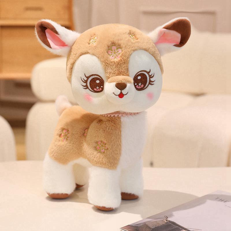 

25cm Cute Sika Deer Plush Toys Cartoon Deer Stuffed Animal Dolls Home Decoration Kids Toys Great Birthday Gifts for Friends 25cm