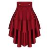S-3XL Womens Gothic Steanpunk Satiny Skirt Front Eyelets Lace-up High-low Hem Tiered Ruffled Irregular Hem Skirt Waist Belt