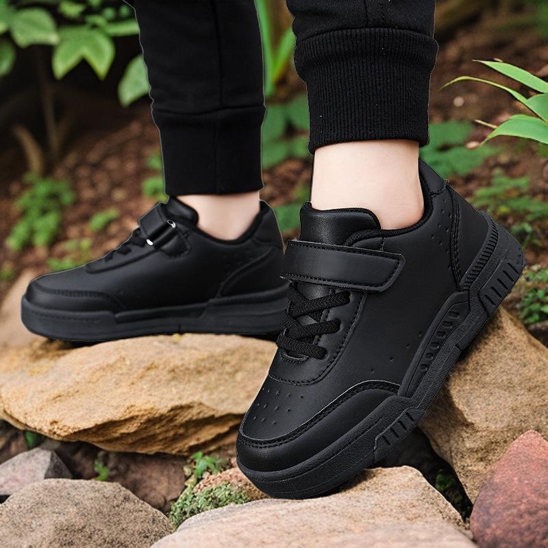 Children's White Leather Skate Shoes, Wear-Resistant, for Ages 6-12, Casual Sports Style for Boys (2024)