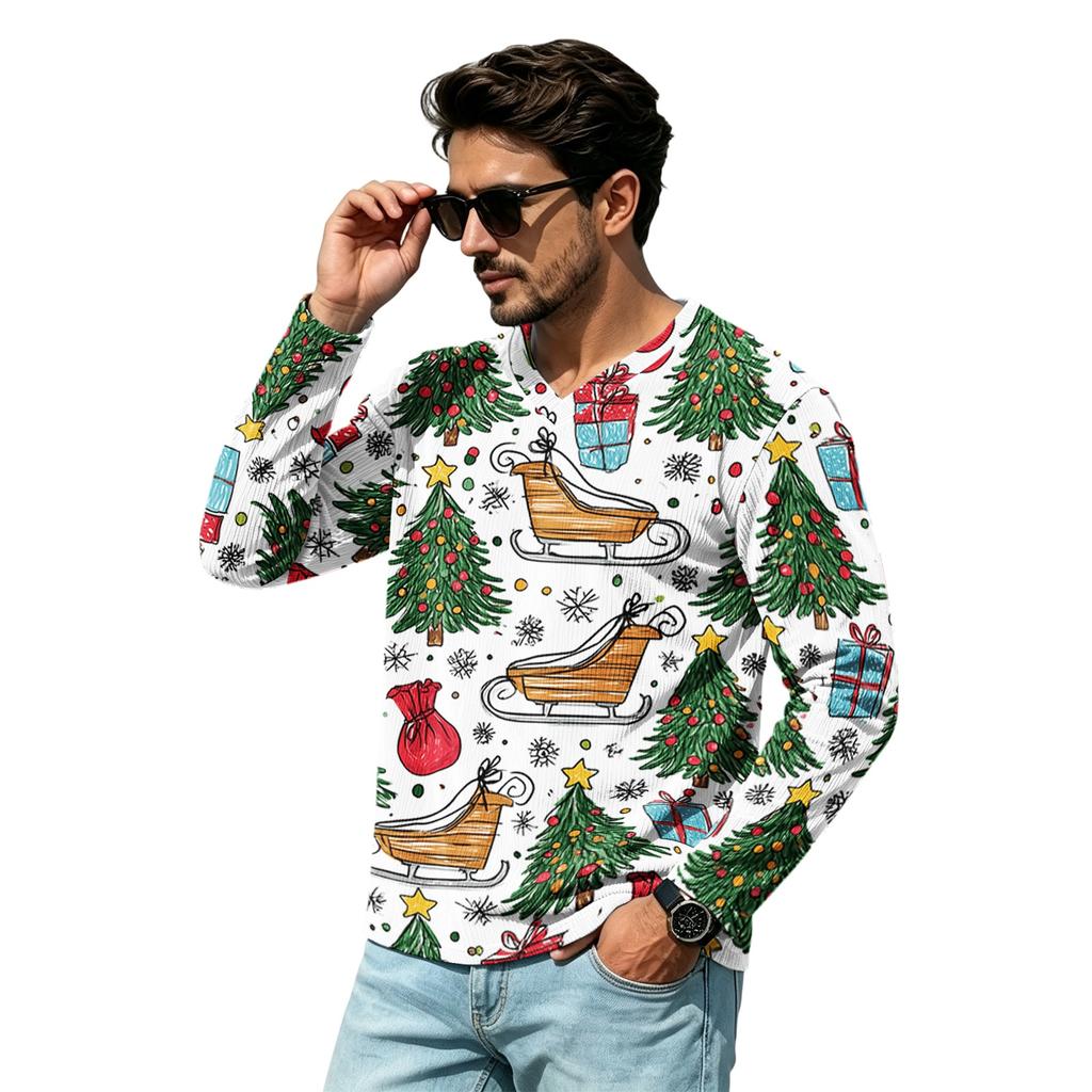 Men's Casual Loose Fit V-Neck Top