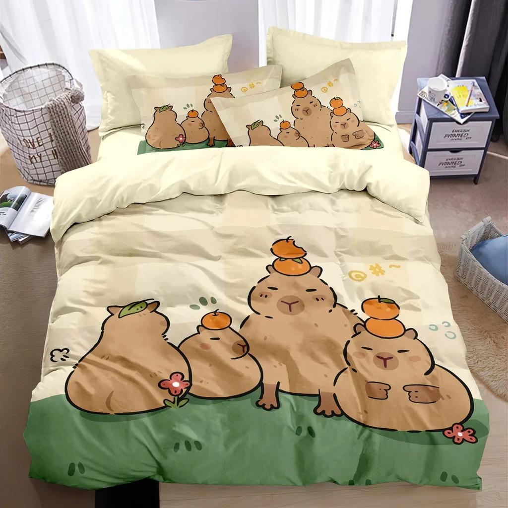 Cartoon Cute Capybaras Duvet Cover 3D Printed Quilt Cover And Pillowcase Bedding For Children And Adult Set Queen Size 2/3Pcs