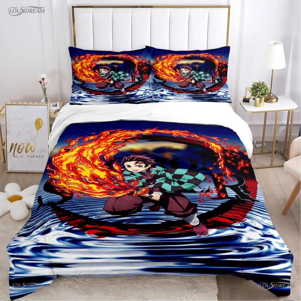 Cartoon De-Demon-Slayer All Season Duvet Cover Comforter Bedding Sets Soft Quilt Cover and Pillowcases Single/Double/Queen/King
