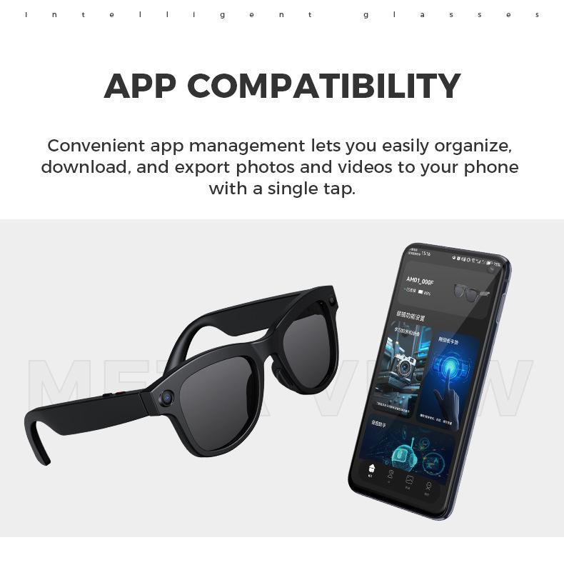 Smart AI Glasses: Photo/Video, Real-time Translation, Object Recognition, ChatGPT, Bluetooth Calls, Music