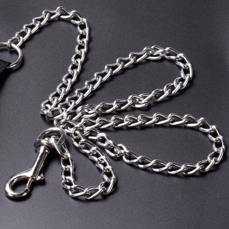 Heavy Duty Metal Chain Dog Leash with Strong and Durable Nylon Padded Handle for Training Large and Medium Sized Dogs 2/3/4mm