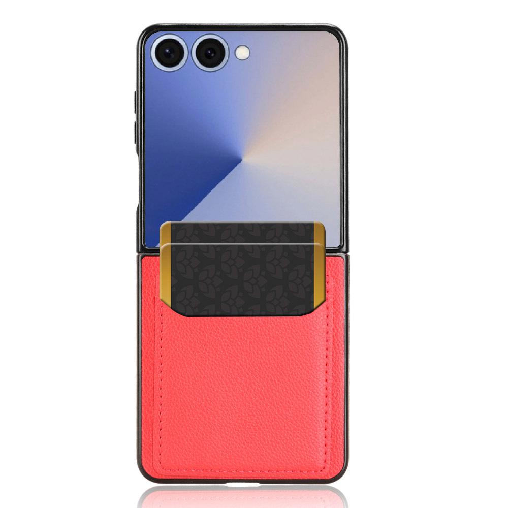 case for Samsung Galaxy Z Flip 7 FE Protective cover with litchi pattern and card slot phone case Shock Proof Anti-Fingerprint
