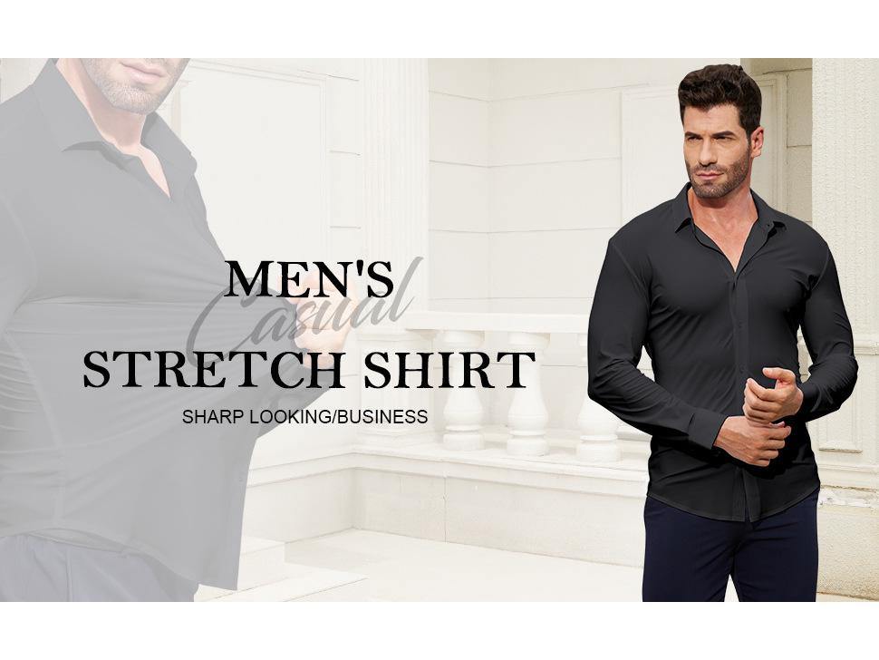 Seamless High Elasticity Four-Way Stretch Wrinkle-Free Men's European Size Shirt