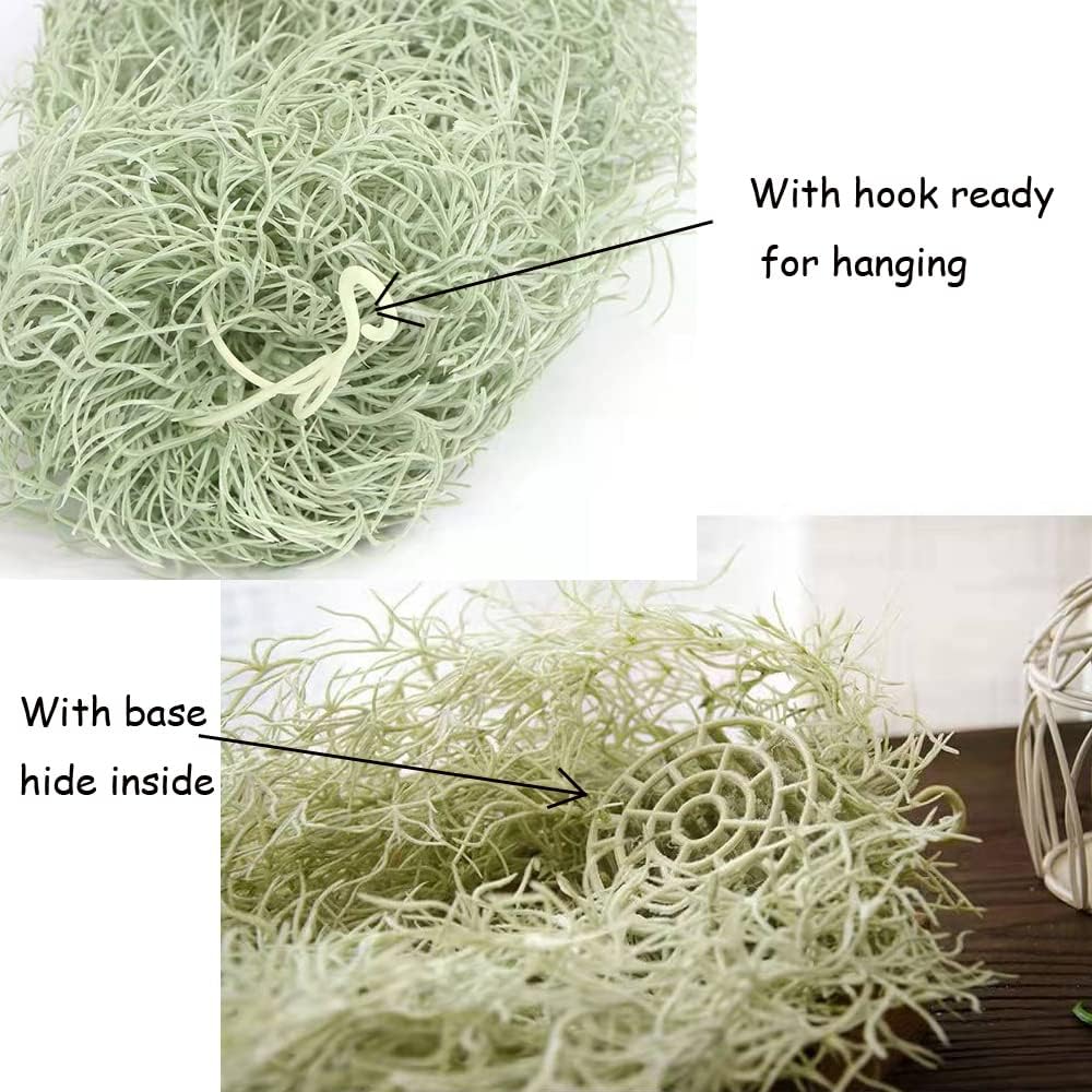Artificial Spanish Moss Faux Hanging Greenery Moss 31.5 Fake Air Plant Looks Real for Home Outdoor Decoration Pack of 1 Green