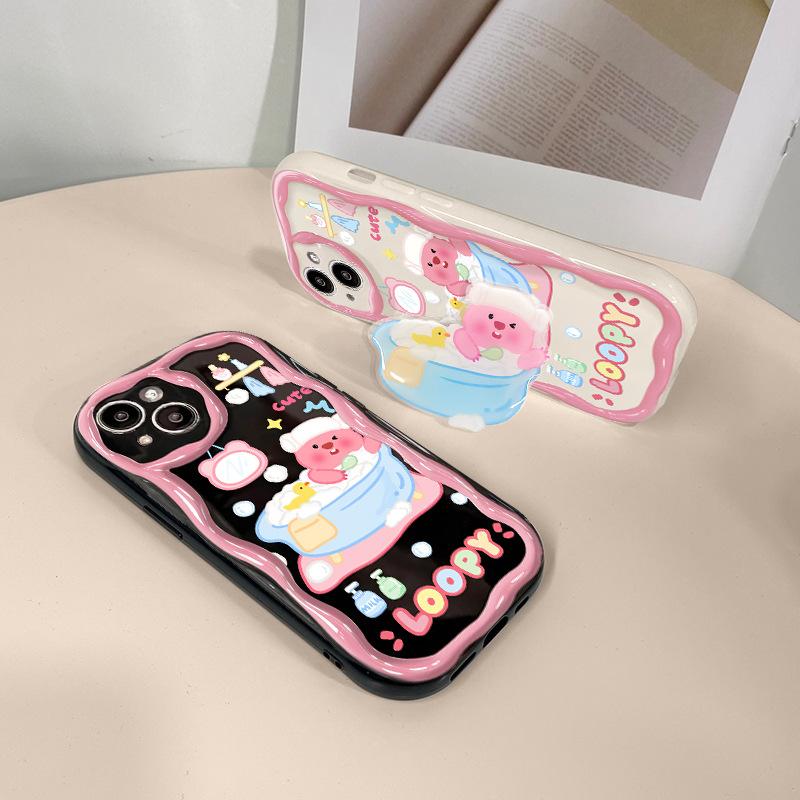 Anwendbar auf Apple 15promax Handyhülle IPhone 14/13 Niedlicher Cartoon-Ständer 11/12 Silikon Xs Sturzsicher