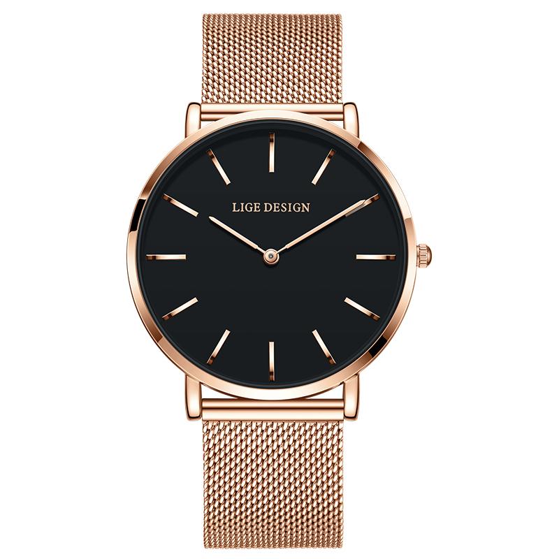 LIGE NEW TOP Elegant Women's Watches Fashion Simple Ladies Watches Quartz Waterproof Watches for Women Relogio Feminino+BOX