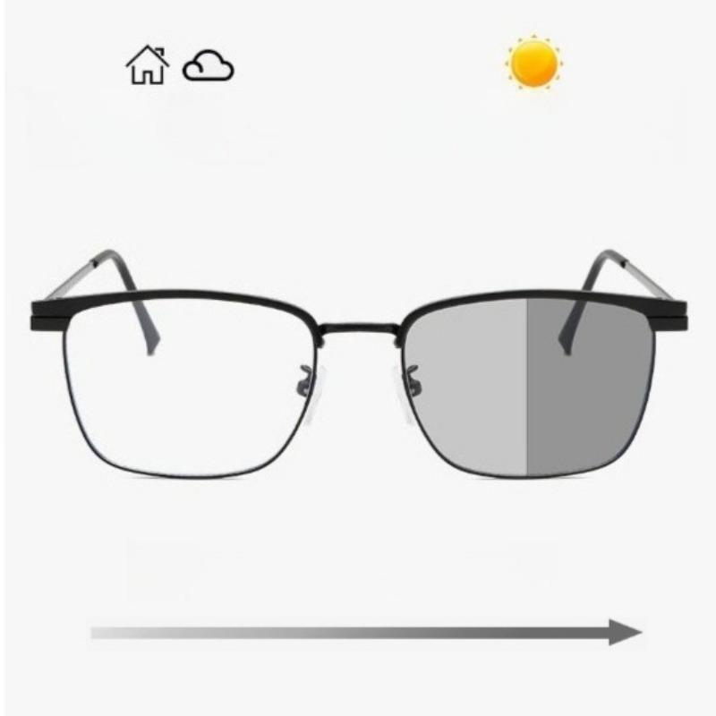 Retro Gray Anti Blue Light High-end Frame with Small Face Display and Posensitive Color Changing Glasses