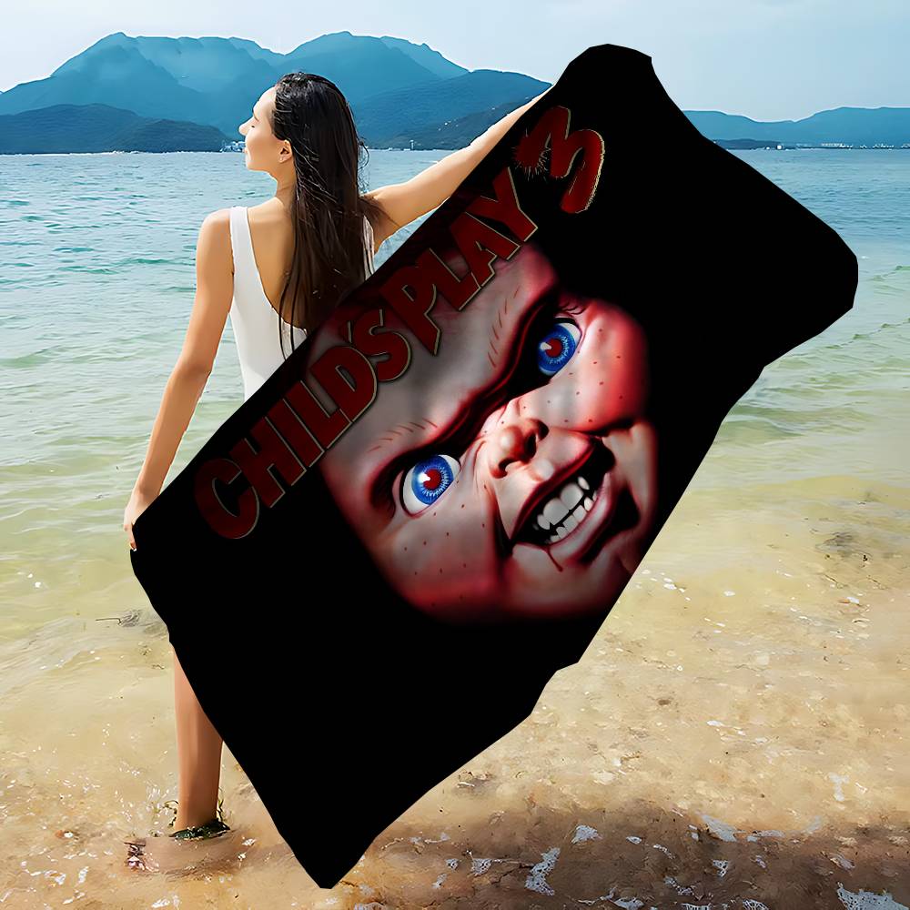 C-Chucky C-Child's P-Play Bath Towel Microfiber Soft Water Absorbing Breathable For Girl Kids Decorative Cartoon Beach Towel
