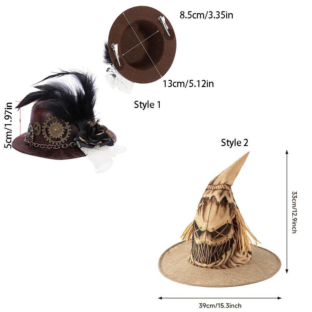 Fashion Scarecrows Witch Hat Gears Feather Goth Headwear Steampunk Hair Clip  Headgear