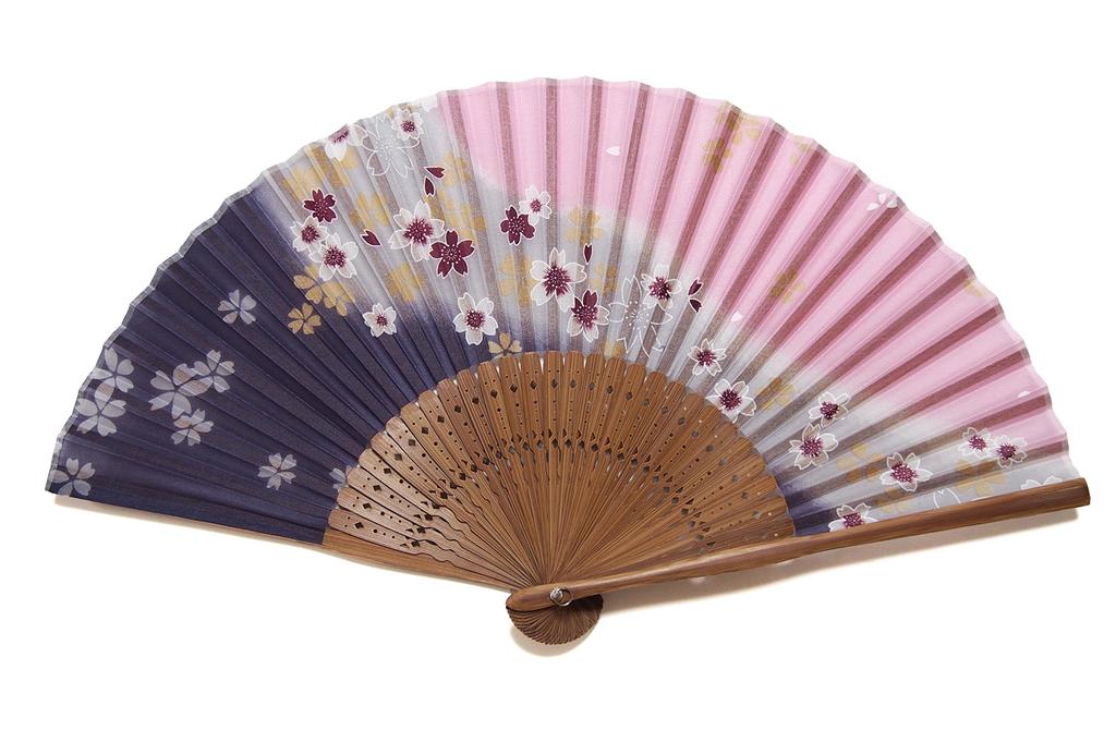 Asahio Handmade Silk Folding Fan for 21cm x 30 Flowing Cherry 121027 Women, ken, Blossoms, Purple,