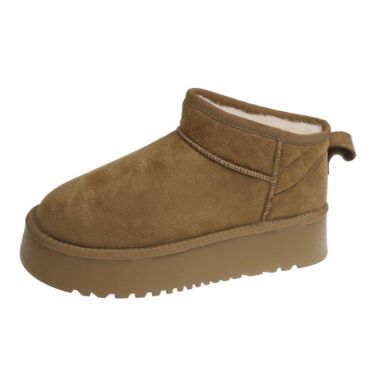 Zhou Dongyu Has the Same Style~ Uncle's Wool Integrated Velvet Thick-soled Snow Boots Women's 2025 Winter Cotton Shoes Short Boots