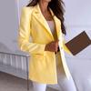 Bürodame Blazer Einfarbig Ein Knopf Herbst Winter Umlegekragen Lang
