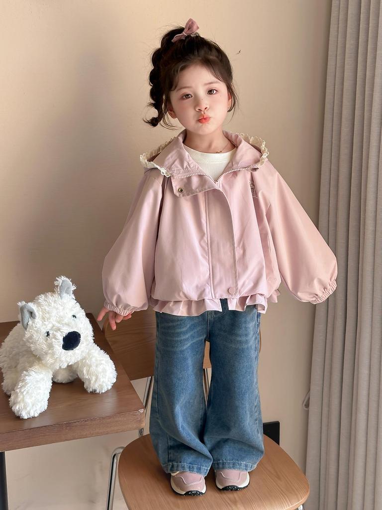 2025 Neue Mädchen Spitzen-Kapuzen-Windjacke - Frühling/Herbst Mode