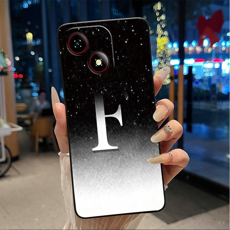 Beautiful Bright Color Couple Phone Case For ZTE Blade A35E Anti-scratch Soft Lucky Initial A-Z Letter Pattern Shell