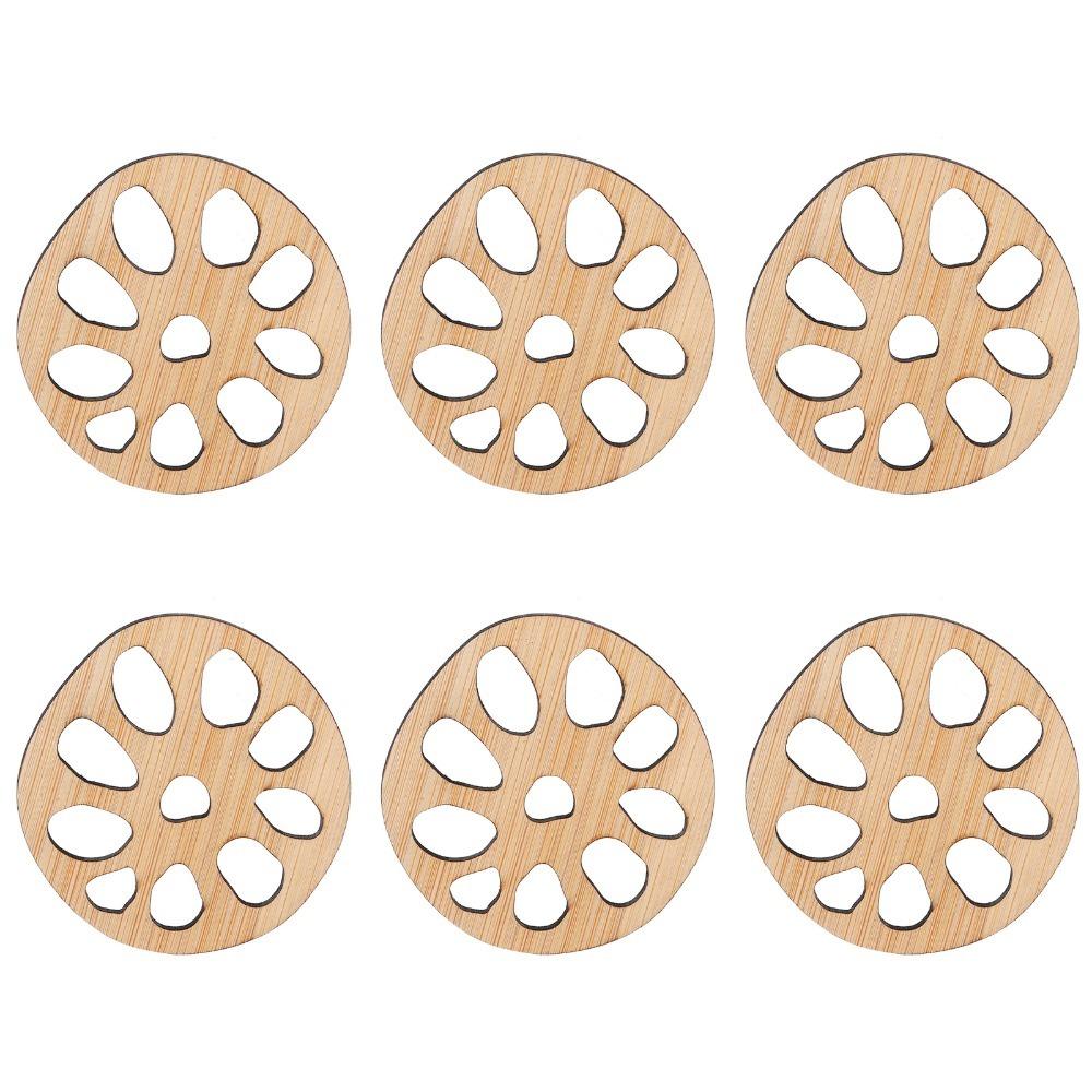 

6pcs set Chinese Carved Texture Heat Insulated Cup Pad Drink Coaster Set Drinkware Accessory 2#