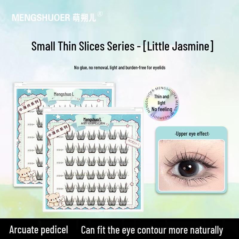 Meng Shuo Er Lightweight Natural False Eyelashes - Little Jasmine Segmented for a Realistic, Dense Look C