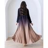Gradient Color Handmade Pleated Long Sleeve Outerwear - 2024 Spring/Autumn Women's Slimming Robe