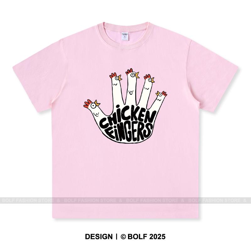 Chicken Fingers Printed T-Shirt 100% Cotton Oversized Foodie Graphic Tees for Men Women Summer Tops Snackcore Streetwear