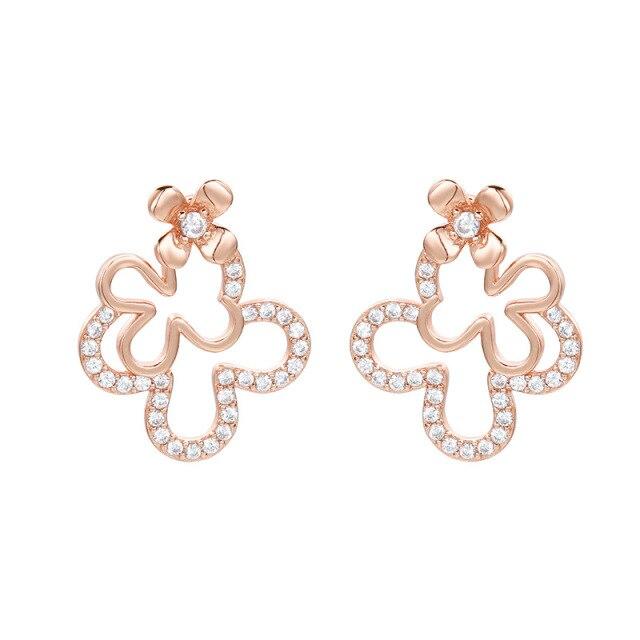 

Серьги Clover стерлингового серебра женские полные бриллианты циркон различные виды ношения ювелирных изделий розового золота