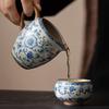 Ru Kiln Blue and White Gilded Ceramic Gongfu Tea Set