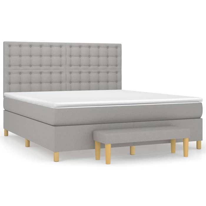 Maison Exclusive - Sommier à lattes de lit avec matelas Gris clair 160x200cm Tissu