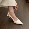 Black pointed high heels women's spring 2025 new French temperament elegant bag head thin heel empty sandals single shoes