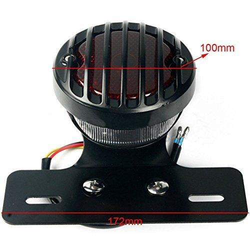 Karun 12V Round Birdcage Tail Lamp with License Plate Holder, Universal Motorcycle Round Shape, Black