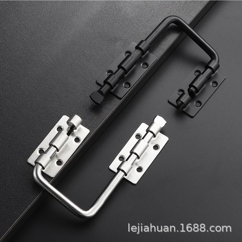 1 Set Silver/Black Non Perforated 90/180 Degree Gate Latch Stainless Steel Door Latch Lock Safety Thickened Door Buckle Fences