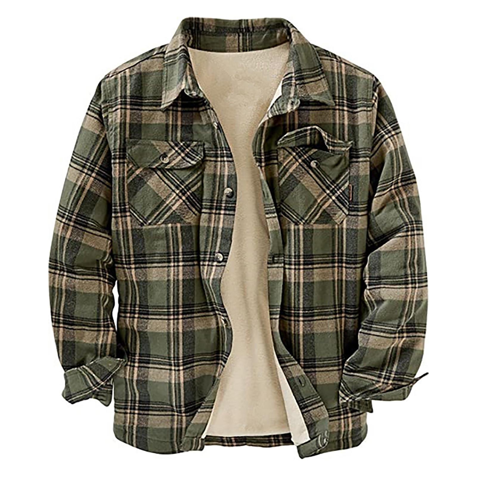 

Мужская клетчатая рубашка на стеганой подкладке на пуговицах с бархатной теплой курткой с капюшоном XXL