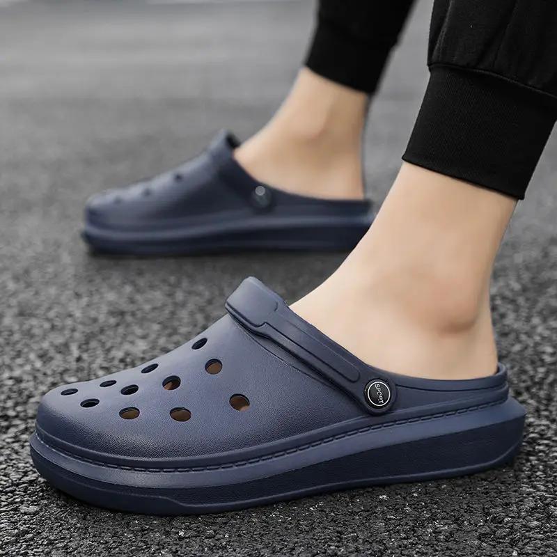 Fashion Half Platform Mules Hole Beach Slides Outdoor Eva Men's Shoe Male Slipper 2025 Style Fun Y2k Casual Fashion Elegant Mascullino
