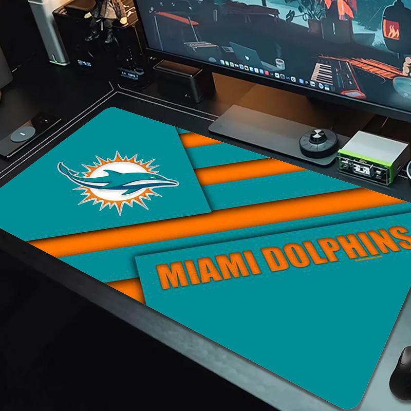 Miami Dolphins Logos Color Mouse Pad Large Gaming Table Cushion Non-slip Laptop Tablet Big Mousepad XXL Mat Mini PC Playmat With Lock edge
