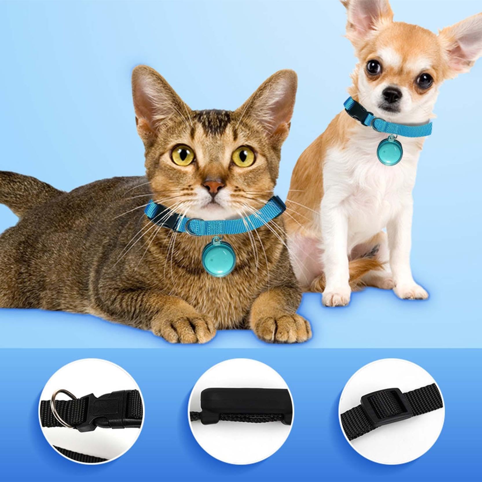 Pet Gps Tracker Dog & Cat Locator With Adjustable Collar Anti Lost Dogs Tracker For Ios/android Tracking Lightweight blu