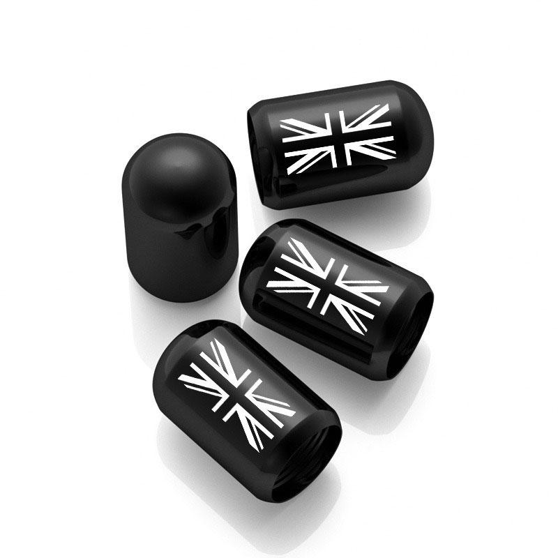 

4PCS Universal Union Jack Car Tire Wheel Rims Stem Air Valve Caps Case Cover For Mini Cooper BMW Ford VW TOYOTA Accessories чорний