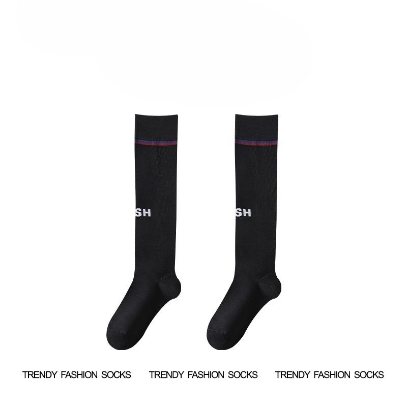 

Spring and Summer Women s Socks, Solid Color Calf Socks, Sweat-absorbing and Odor-proof Women s Socks, Knee-length Socks 1 pair чёрный