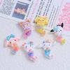 12/120PCS Cute Little Animal Mermaid Cartoon Handmade DIY Cream Glue Resin Small Accessory Jewelry Phone Case Handmade Material