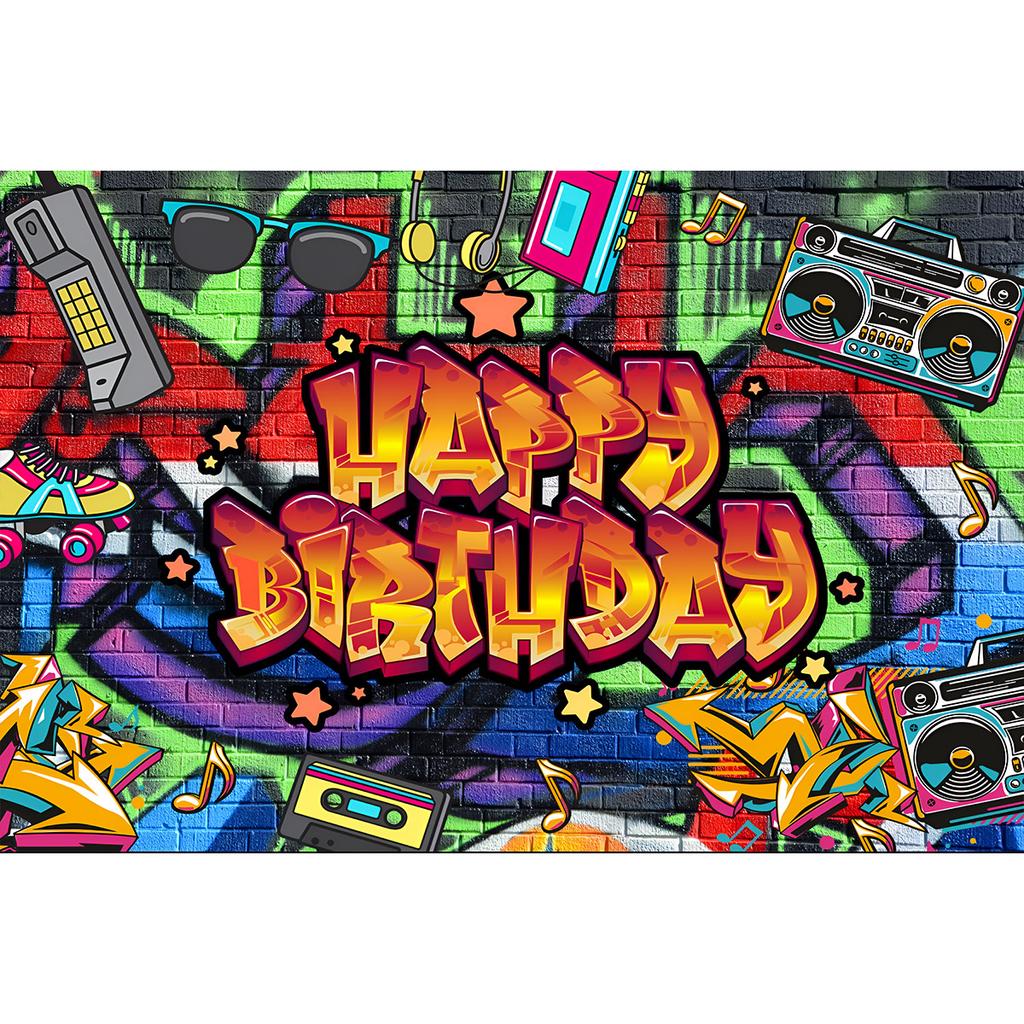 80er 90er Kulisse Partydekorationen Retro Hängendes Banner Zurück in die 80er 90er Hip Hop Graffiti Wand Fotokulisse Foto