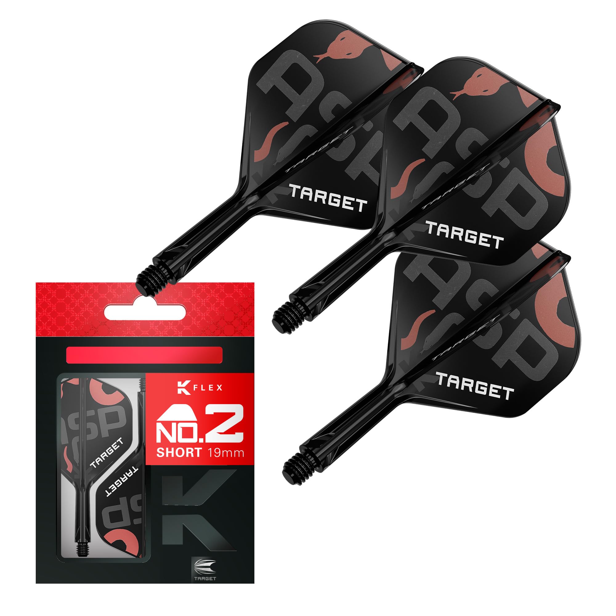 

TARGET Darts NATHAN ASPINALL K-Flex Flight & Shaft System No.2 standard Kflex all-in-one flights 3-pack player edition dart accessories K-Flex dart чёрный