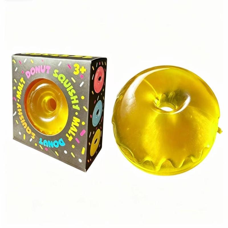 Shapeable Ultra Clear Maltose Donut Stress Ball Toy Slow Rebound Stress Relief Fidget Toy For Anxiety Stress Reliever