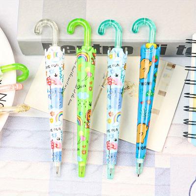 Back To School Season 7pcs 0.5mm Cartoon Umbrella  Transparent Neutral Pen Bent Handle Straight Rod Umbrella Pen Student Stationery Press Pen