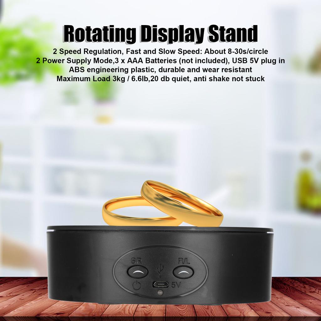 360 Degree Rotating Display Stand Maximum Load 6.6lb Electric Rotating Turntable for Wine Bottles Cosmetics Watches