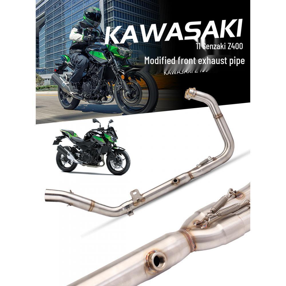 Stainless Steel Front Section for Modified Kawasaki Z400 Exhaust Pipe, Connects to Original Tail Section.