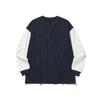 HISHANDER Round Patch Long Sleeve T-Shirts [White / Navy]