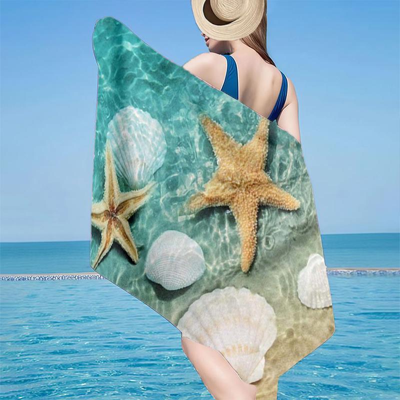 Ocean Starfish Shells Beach Towel, Super Soft Microfiber, Gift for Her/Him, Birthday, for Pool, Beach, Travel, Home Decor Fan gifts