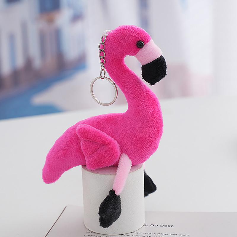 Søt Flamingo Fugl Utstoppet Myk Plysjdukke Leke Nøkkelring Ryggsekk Anheng Ornamenter Gave